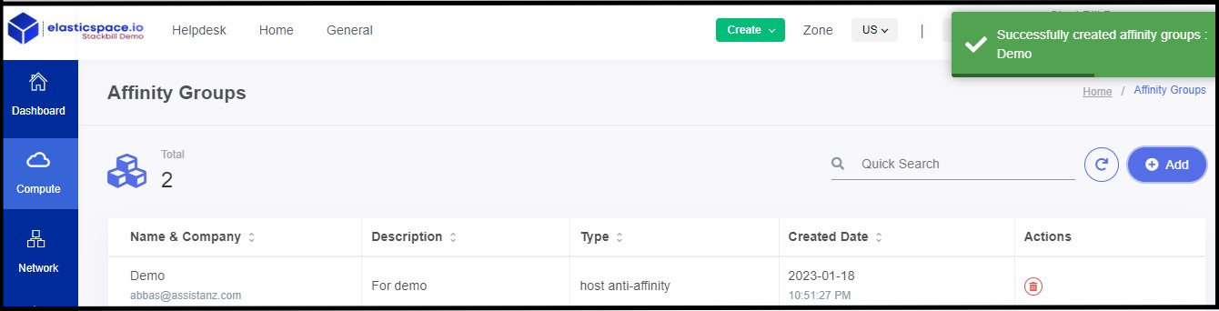 StackBill simplified cloud management portal