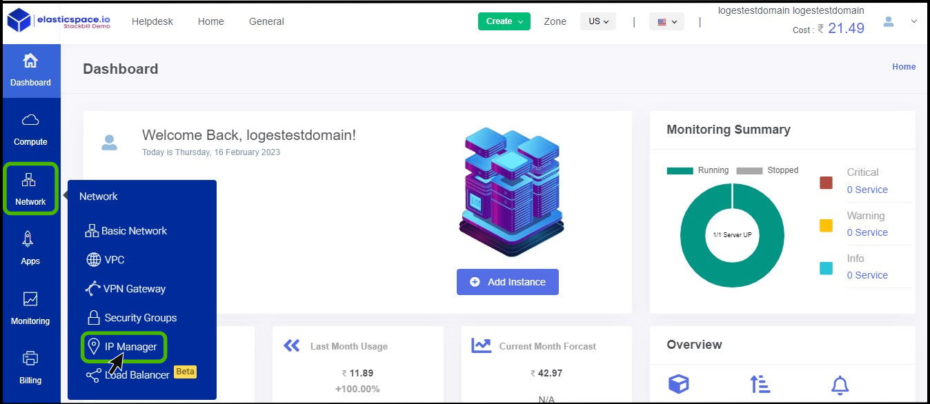 StackBill simplified cloud management portal