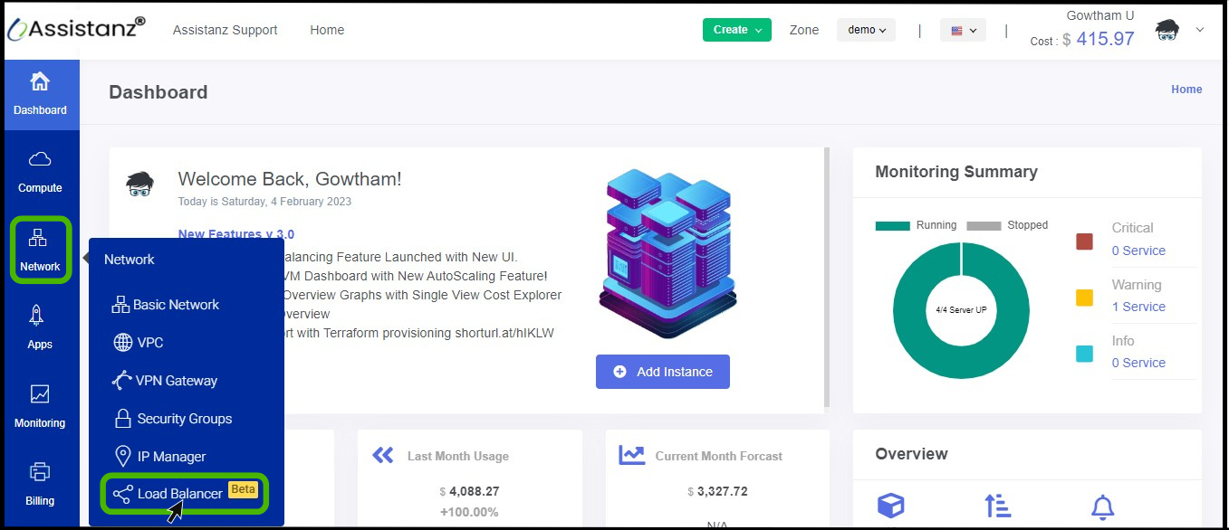 StackBill simplified cloud management portal